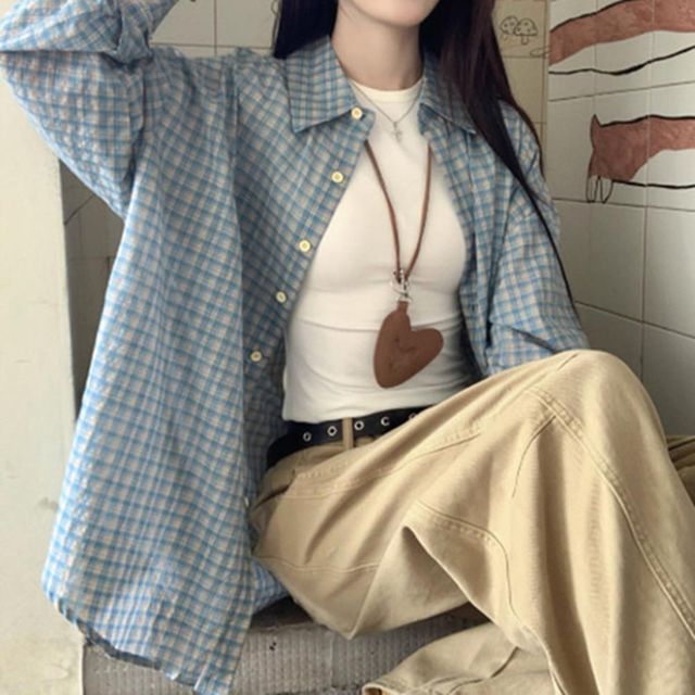 오버핏 캐쥬얼 정장 블라우스코디 여자블라우스 봄