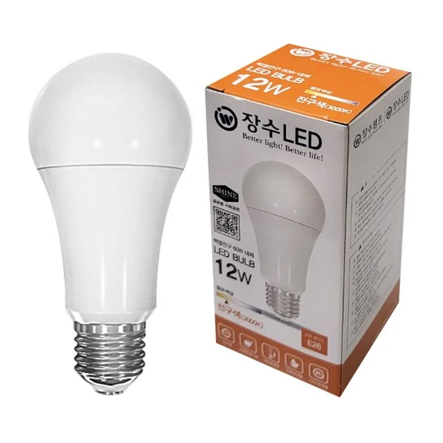 B장수램프 A19 LED 벌브 전구 12W E26 전구색 다마