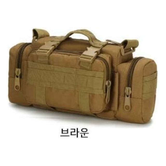 밀리터리 멀티포켓 3P 크로스백 힙색(브라운)