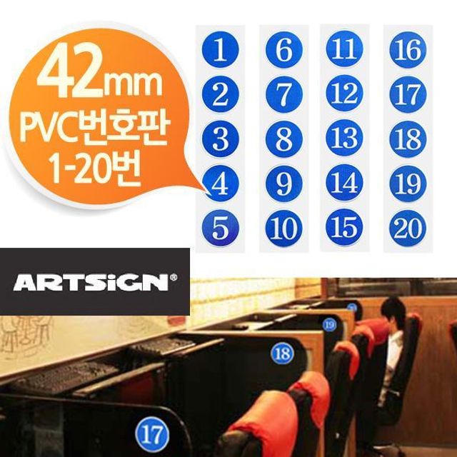 BS PVC 42mm 원형 번호판 5개 1-20번중선택