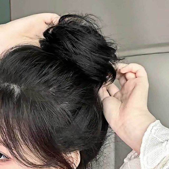 인모 올림머리 가발 블랙 유해물질 볼륨감