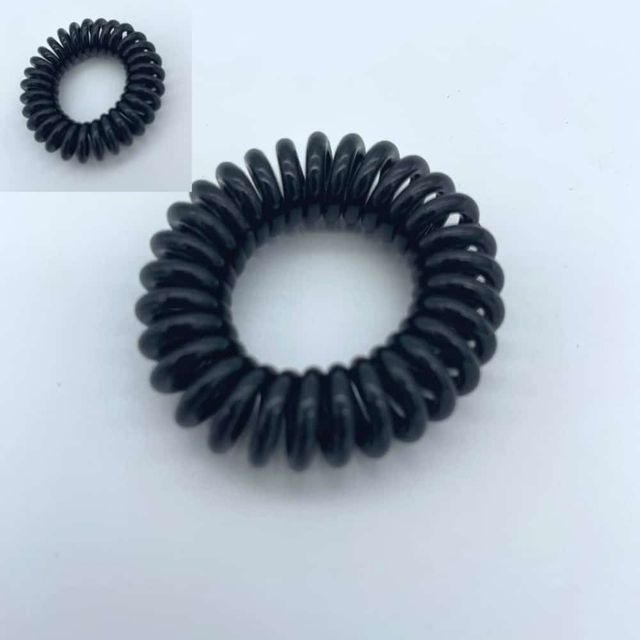 스프링 머리끈 블랙 3.8cm 안아픈머리끈 전화선머리끈 짱짱한머리끈 꼬불꼬불머리끈