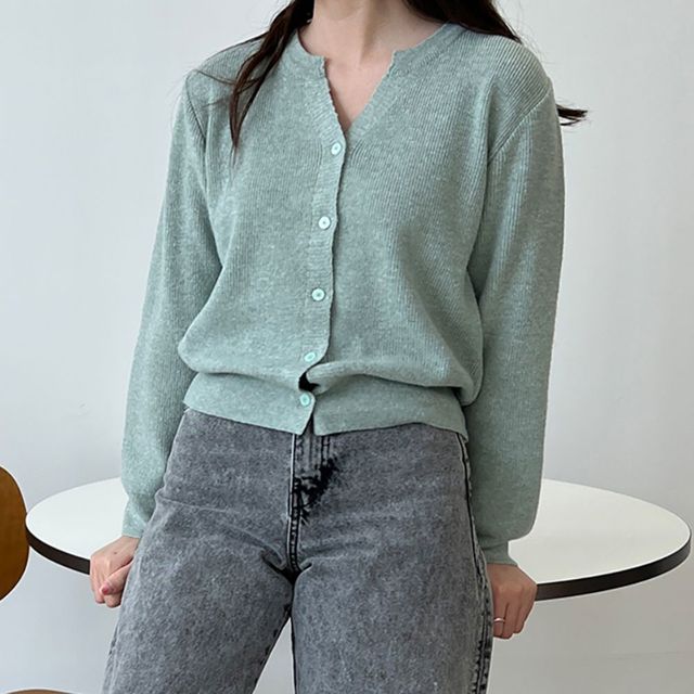 버튼 여성 캐시 데일리 가디건 브이넥 파임 여성가디