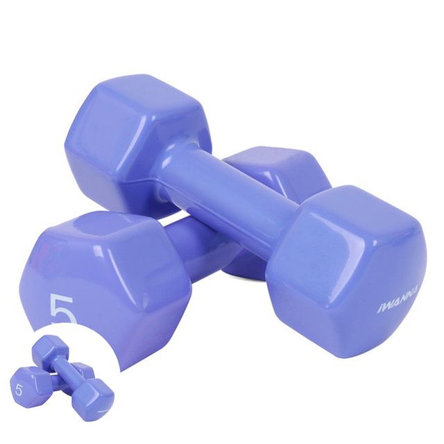 홈트덤벨 5KG아령 덤벨 PVC 뷰티 육각덤벨 5kg x 2개 세트 블루베리