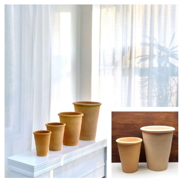 베트남 토분 꼬깔 살구색 D21 21x26cm 야외화분 베란다화분 정원화분 난간화분