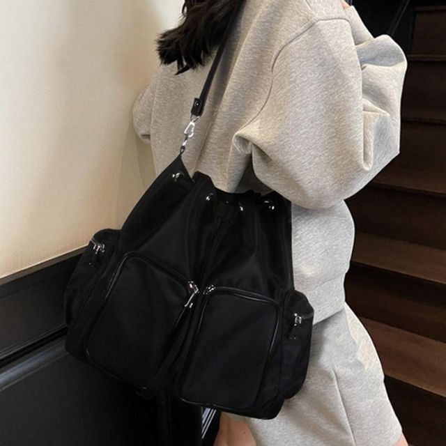 블랙 나일론 숄더백 크로스백 백팩 천가방 학생가방 캐주얼 여성 여자