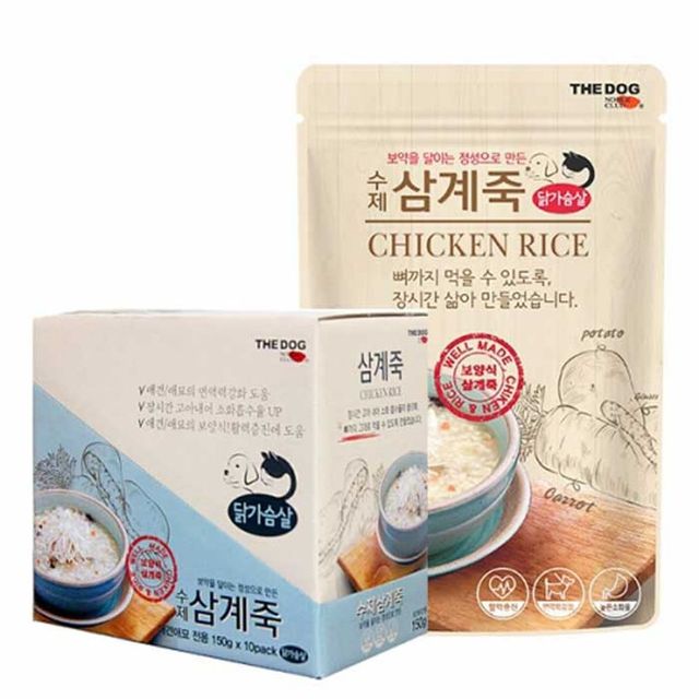 더독 수제 삼계죽 150g 10팩 1박스 - 애견 면역력 강화 간식