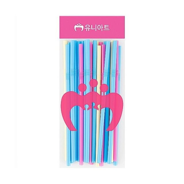 유니아트 주름빨대 7mm 파스텔혼합 21.5cm (1개입)