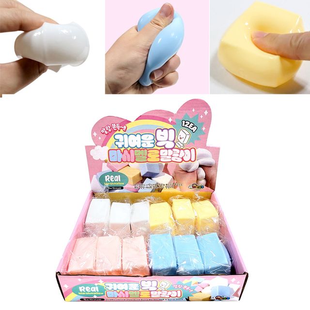 쫀득 말랑 빅 마시멜로 말랑이 올화이트 X12 단체선물 - 부드러운 촉감 놀이