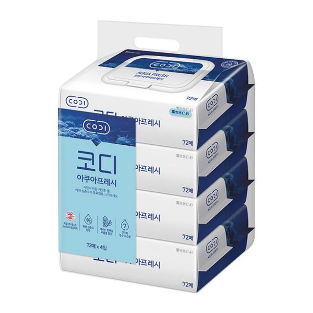 코디 아쿠아프레시 물티슈 72매 캡형 6입 CODI 쌍용