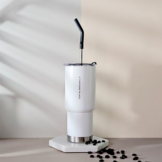 혜명몰 투썸 MAX DT 텀블러 화이트 830ml - 개 (1개입) 커스텀텀블러 보온병 손잡이텀블러 텀블러제작 꽃텀