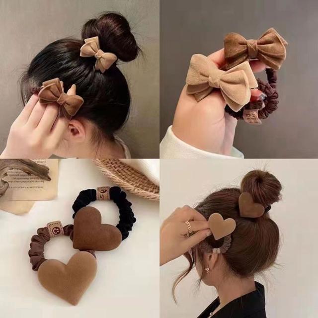 4종 곱창 하트 리본 머리끈 세트
