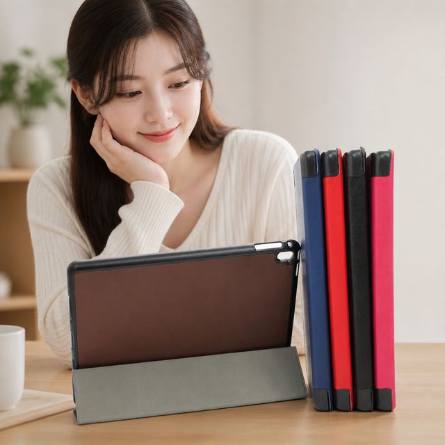 태블릿 보호 커버 반투명 뒷판 3단 스탠드 케이스 회전형