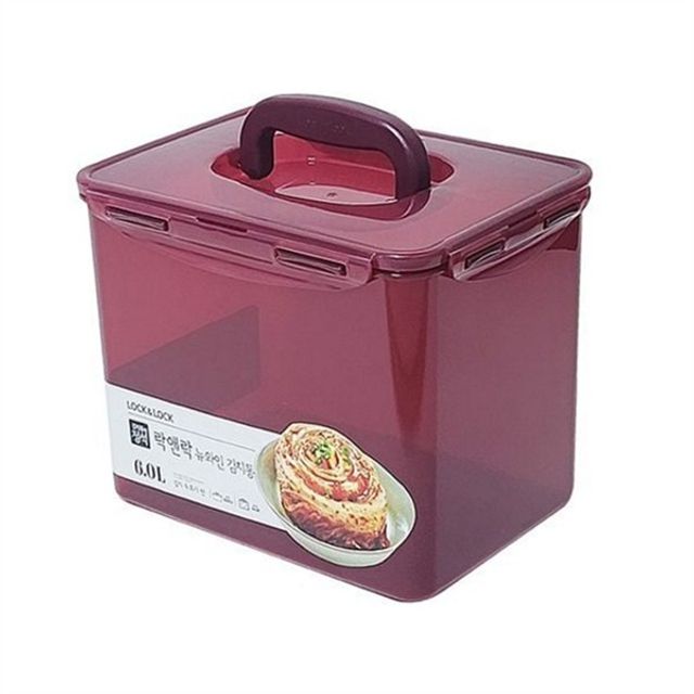 핸디형 김치통 플라스틱 김치통 손잡이 밀폐 김치냉장고 6리터 직사각 보관 식기세척기 반찬통 다용도
