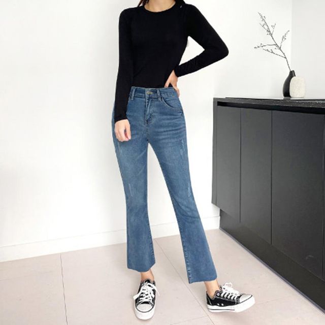 부츠컷 여성청바지 좋은 스판청바지 청바지코디 몸매