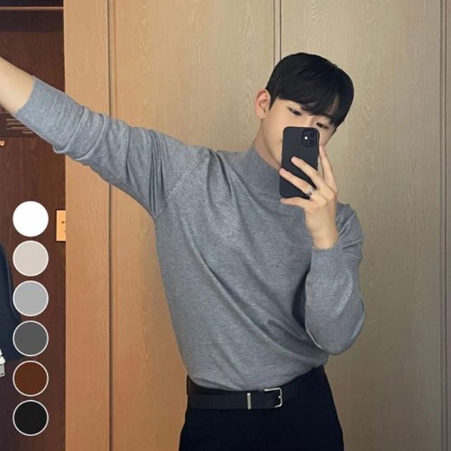 티 목폴라티셔츠 면 티셔츠 니트 목티 남성 신상