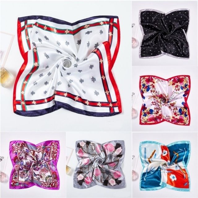 실키 사계절 스카프 사각 봄 머플러 50 소형 실크 쁘