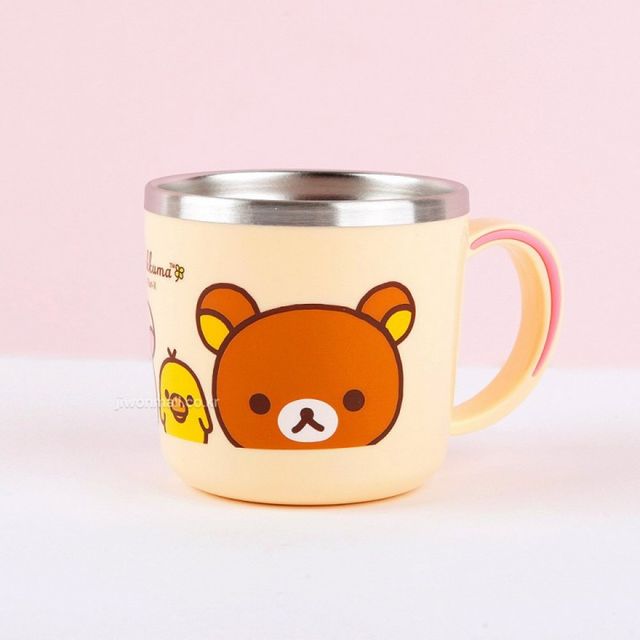 스테인리스 아이보리 휴대용 음료컵 해피 디자인 텀블러