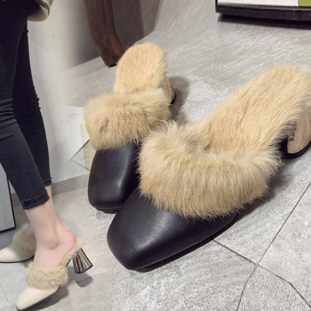 15cm 여성 겨울 슬리퍼 힐 뮬 슬리퍼 단화 7cm