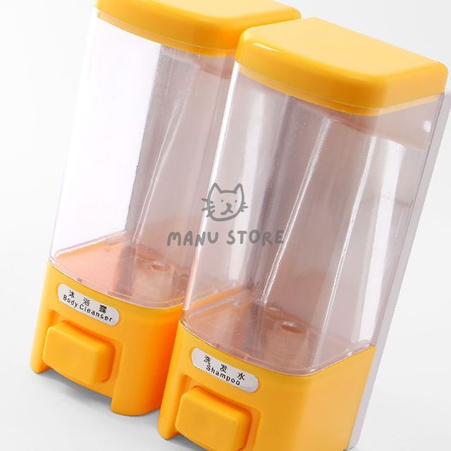 손세정제디스펜서 샴푸통 물비누 디스펜서 2구 500ml 옐로우