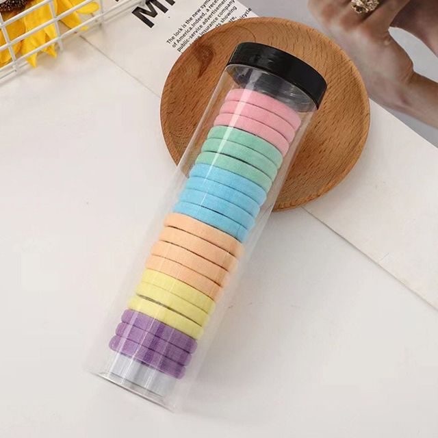 무이음헤어끈 스판 고무줄 탄탄한 어린이 파스텔머리끈 20p