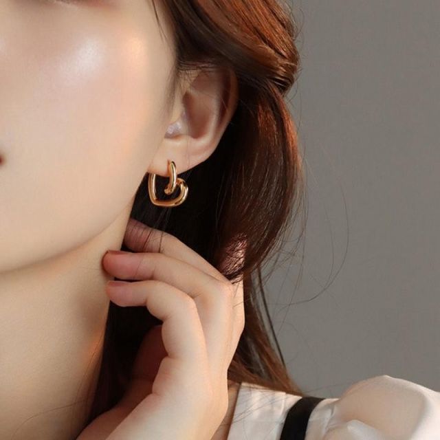 실버 925 하트 모양 뱅글 귀걸이 2컬러
