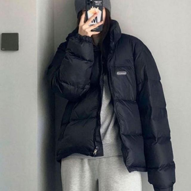 여성 블랙 기본 하이넥 패딩 겨울 캐주얼 베이직 점퍼