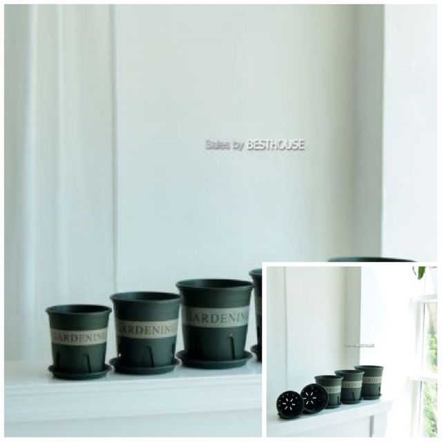 가드닝 슬릿분 슬릿화분 받침셋트 그린색 6호 22x22cm 실내화분 모던화분 거실화분 사무실화분