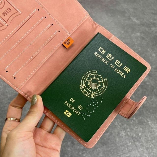 마그네틱 RFID 차단 여권 케이스 카드 지갑 파우치 핑크 컬러