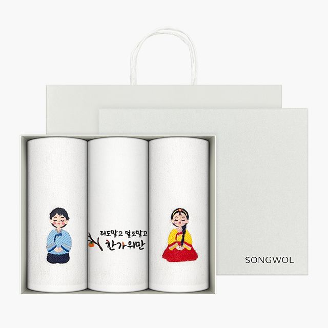 추석 한가위 한복자수 선물세트 150g 3매 쇼핑백 포함