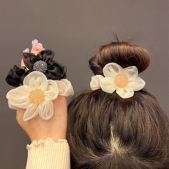 반짝꽃 펄 소재 헤어 머리끈 여성 예쁜 헤어끈