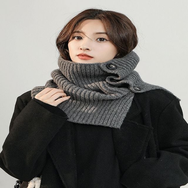 머플러 스타일링 두툼 넥워머 겨울 여성 단추 3컬러