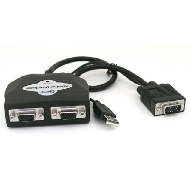 Coms 모니터 케이블 일체형 분배기 2 대 1 USB 전원