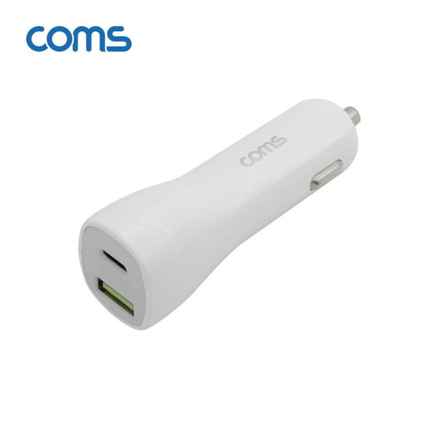 Coms 차량용 시가잭(시거잭) 고속충전기 White (USB
