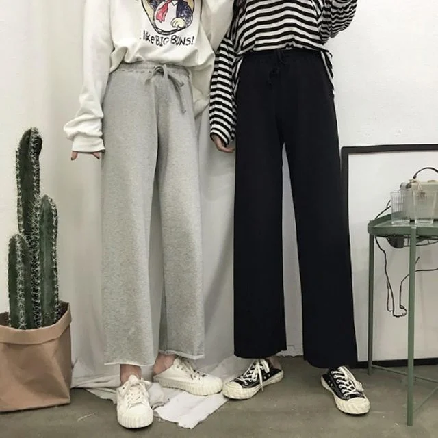 일자 9부 트레이닝 와이드 팬츠 DHH1 바지 운동복 츄