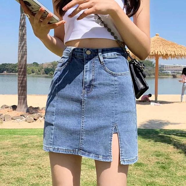 여름 바캉스 룩 휴가 미니 데님 숏 스커트 청 치마