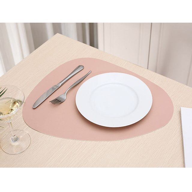방수식탁매트 페블 양면 가죽 테이블매트 핑크 실버