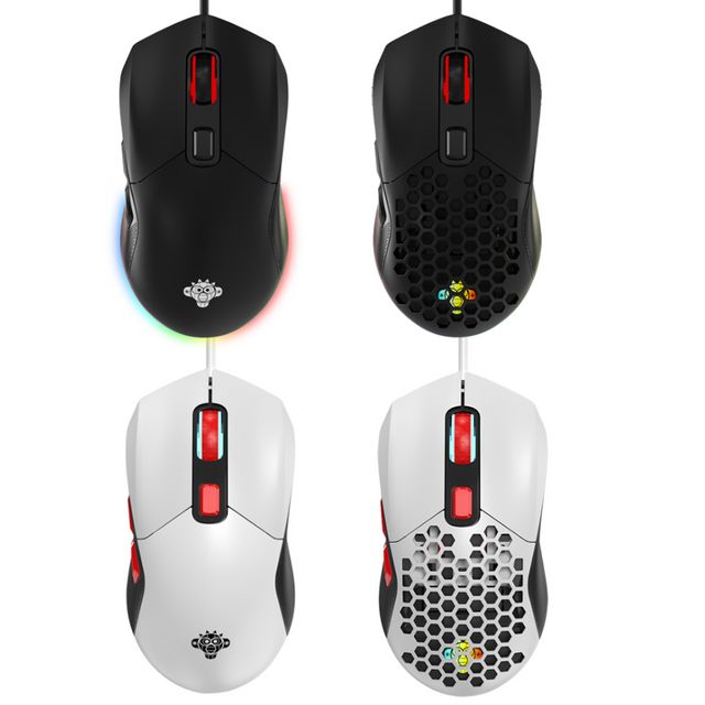 USB 2.0 게이밍 유선 마우스 2가지 커스텀 커버 RGB LED DPI 전용 소프트웨어 세팅 FPS 게임 블랙 화이트