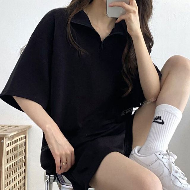 패션 여성 루즈핏 반집업 아노락 상하의 반바지 세트