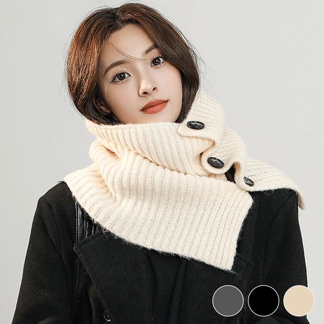 여성 도톰 버튼 넥워머 겨울 머플러