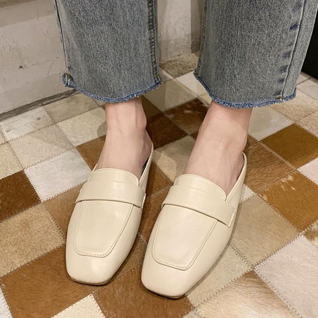아이보리 뮬로퍼 여자 블로퍼 코디 구두 뮬슬리퍼
