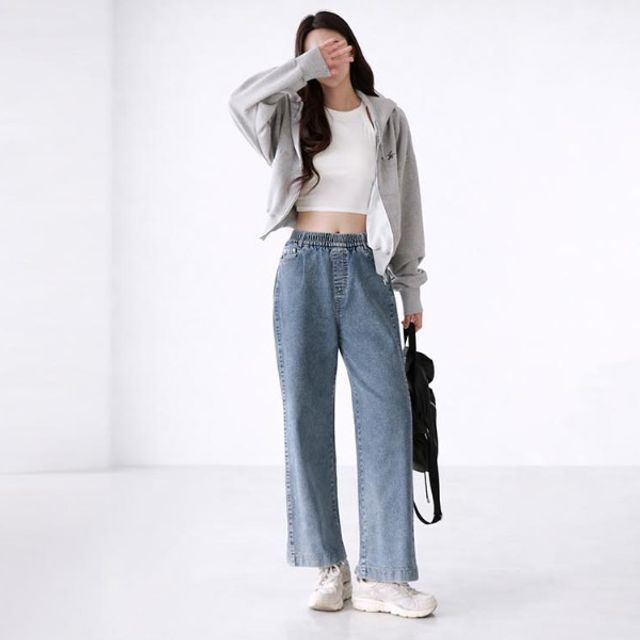 스타일리시 절개 데님팬츠 환절기 캐주얼 여성 하의