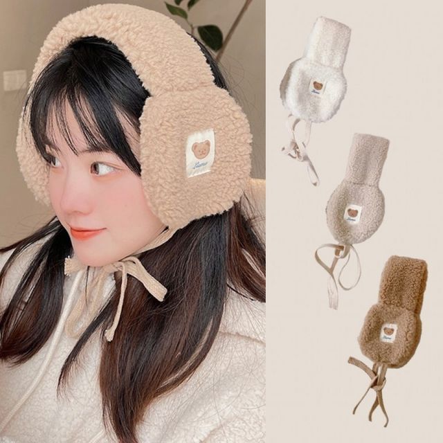 겨울용 양털 귀도리 방한 모자 곰돌이 디자인 크리스마스 선물