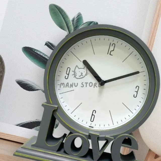 무소음탁상시계 책상시계 LOVE 탁상시계 그레이