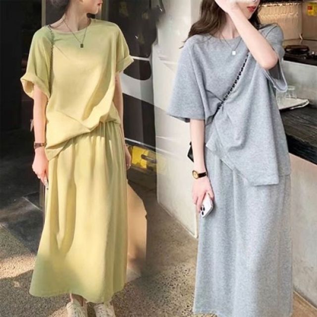 여성 여름 투피스 세트 라운드넥 스커트 상하의 코지