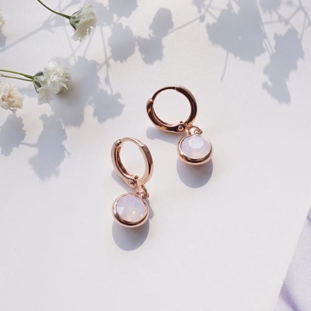 6mm 오스트리아 크리스탈 로즈오팔 귀걸이