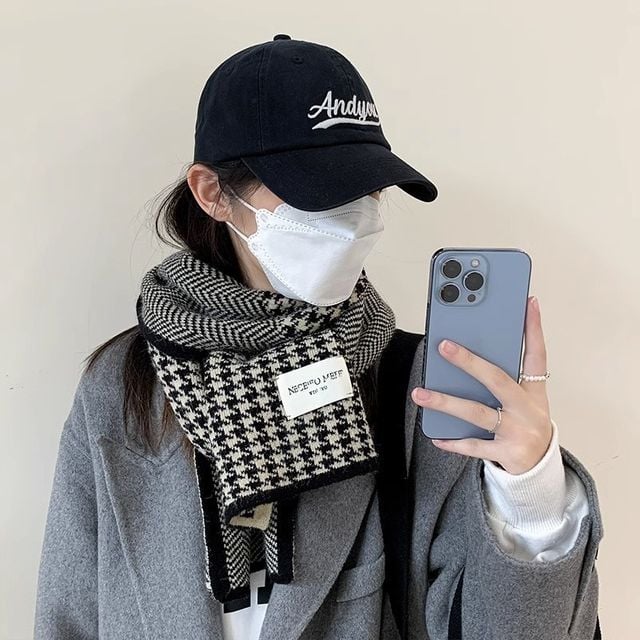 목도리 하운드투스 체크 남성목도리 니트 넥워머