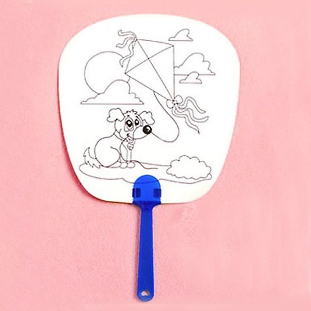 종이부채 DIY 모양밑그림 풍경 꾸미기 부채만들기 공예재료 (100개 묶음)