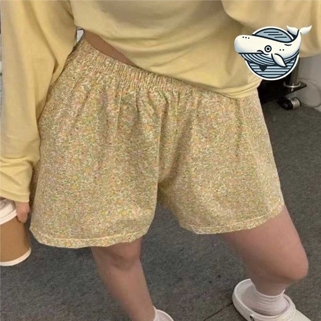 여름 파스텔 체크 플라워 반바지 홈웨어 편안한
