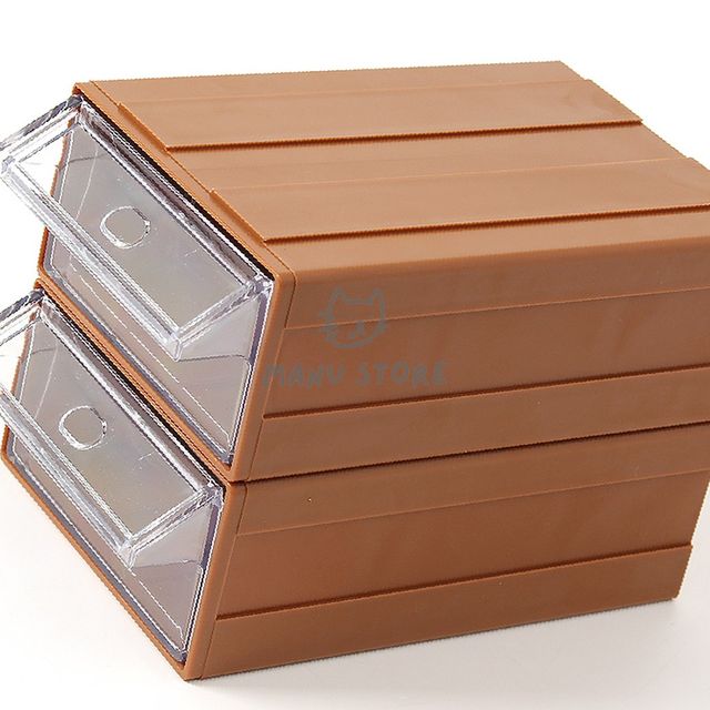 티백정리함 약서랍장 연결형 수납함 2p세트 11x6cm 브라운